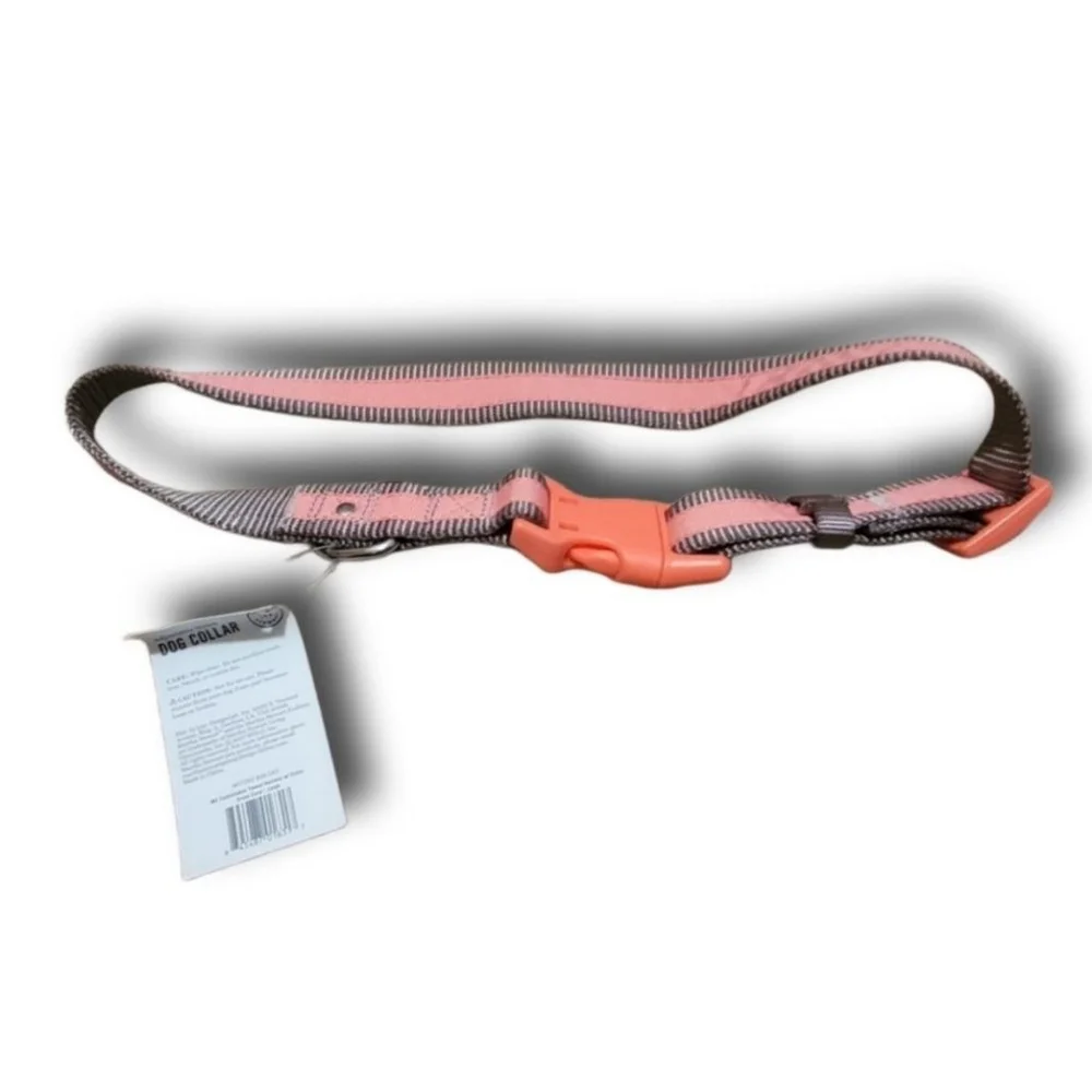 Martha Stewart | Dog Collar Medium Gray and Coral Nylon